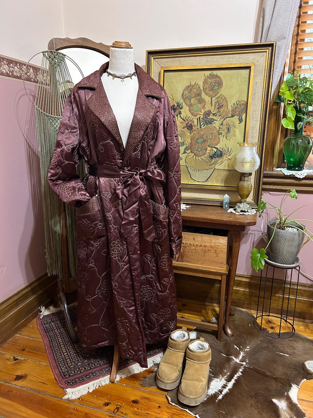 Vintage Oriental Quilted Robe Coat – Size 48 - Etsy