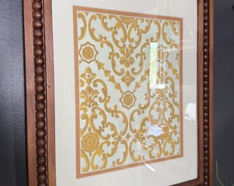 United DeSoto vintage wallpaper sample “Madrid” in new frame & double matted, OOAK