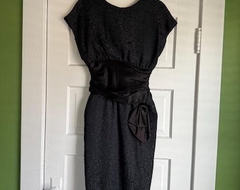 Vintage Samantha Black 1980s drop waist little black dress