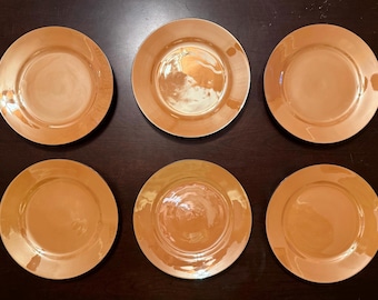 Set van 6 Noritake 'M' perzikkleurige saladeborden