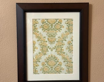 United DeSoto vintage wallpaper sample “Brookwood,” framed and matted, OOAK
