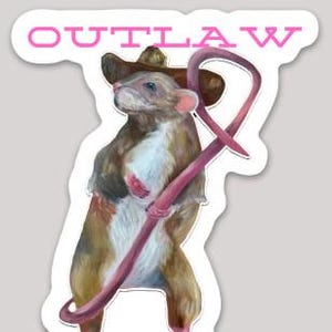 Sticker rat énergétique hors-la-loi - Sticker en vinyle drôle de personnage de cow-boy - Art animalier fantaisiste
