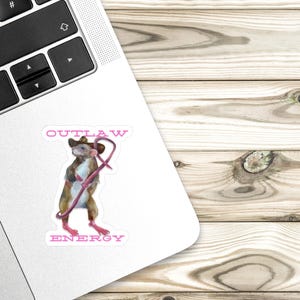 Outlaw Energy Ratte Aufkleber - Lustiger Cowboy Charakter Vinyl Aufkleber - Wunderliche Tierkunst