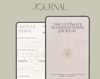 Manifestation Journal (Printable PDF) – 369 Method, Gratitude Prompts & Vision Board | US Letter, 12 Pages