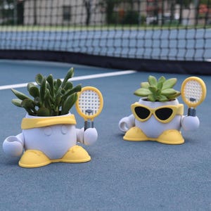 Tennis Planter with Magnetic Visor & Sunglasses: 3D Printed Succulent Pot