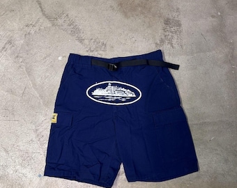 Corteiz Alcatraz Cargo Shorts - Navy