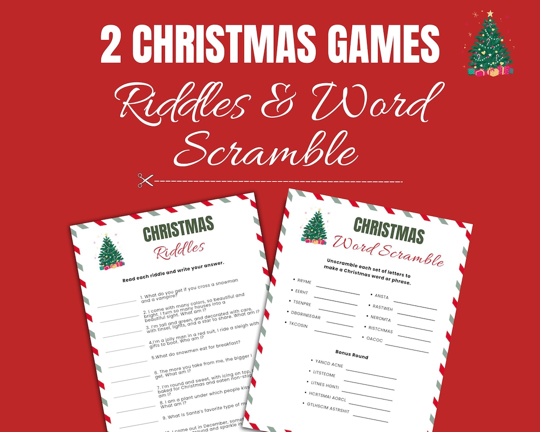 Scramble Riddle 2 Christmas Games Printable – Riddle & Word Scramble | A4 and US Letter ...