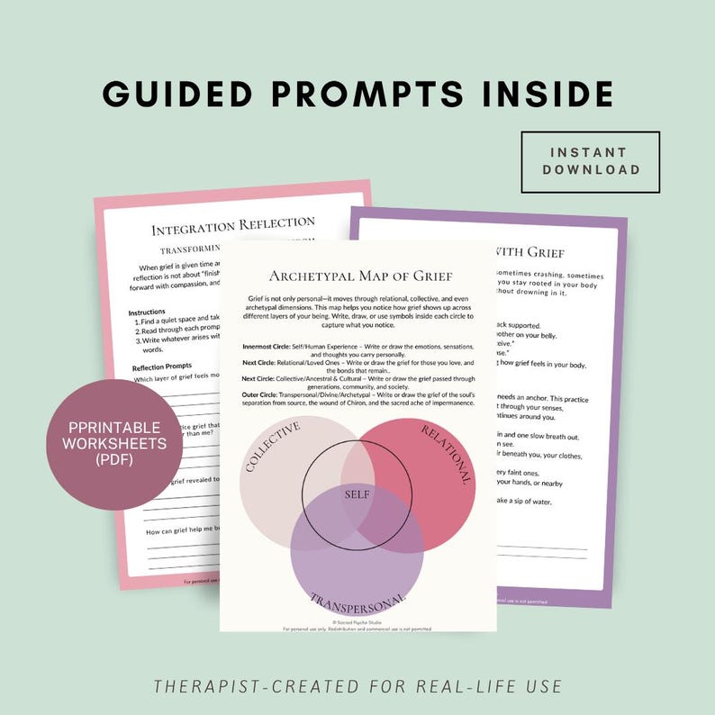 Processing Grief Worksheets | 8-page Transpersonal Toolkit for Healing ...