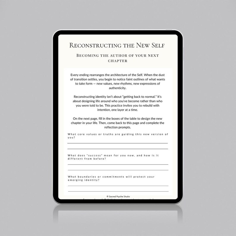 Identity Reconstruction Worksheet Bundle | Life Transition Healing (PDF ...
