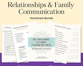 Family and Relationships Communication Worksheet Bundle: Printable Therapy Exercises (PDF)