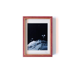 Framed Snowy Night Print: Crescent Moon Fine Art Photography