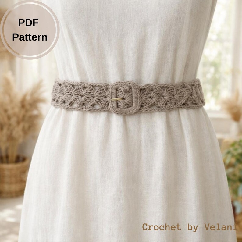 Crochet Belt Pattern PDF + Video Tutorial, Boho Buckle Waistband ...
