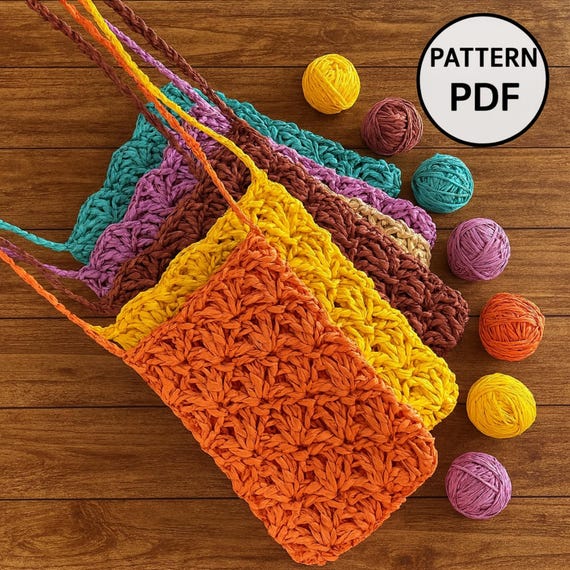 Crochet Phone Bag Pattern PDF, Crossbody Phone Pouch, Summer Mini Bag Tutorial