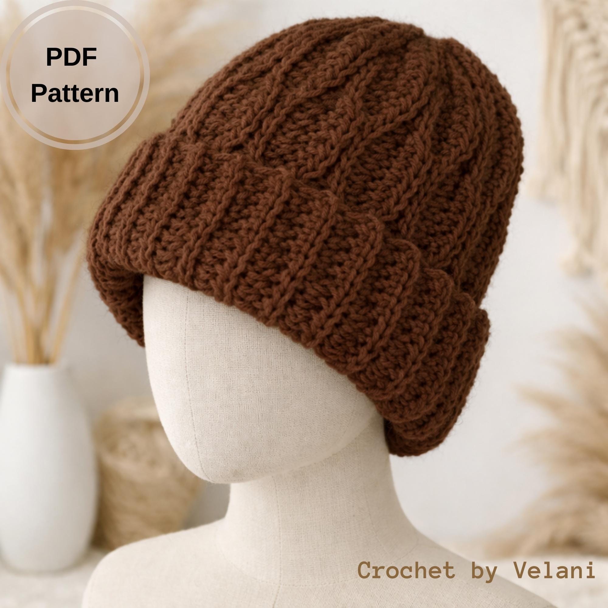 Cable Crochet Beanie Pattern | Adult Ribbed Hat (PDF + Video) - Etsy