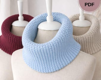 Chunky Crochet Neck Warmer Pattern | Knit-Look Ribbed Cowl (PDF Download, Beginner Easy