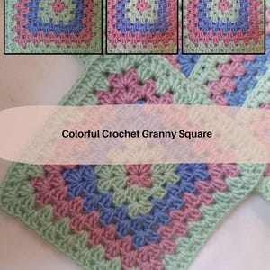 Granny Square Crochet Pattern PDF: Colorful Blanket Motif (Instant Download)