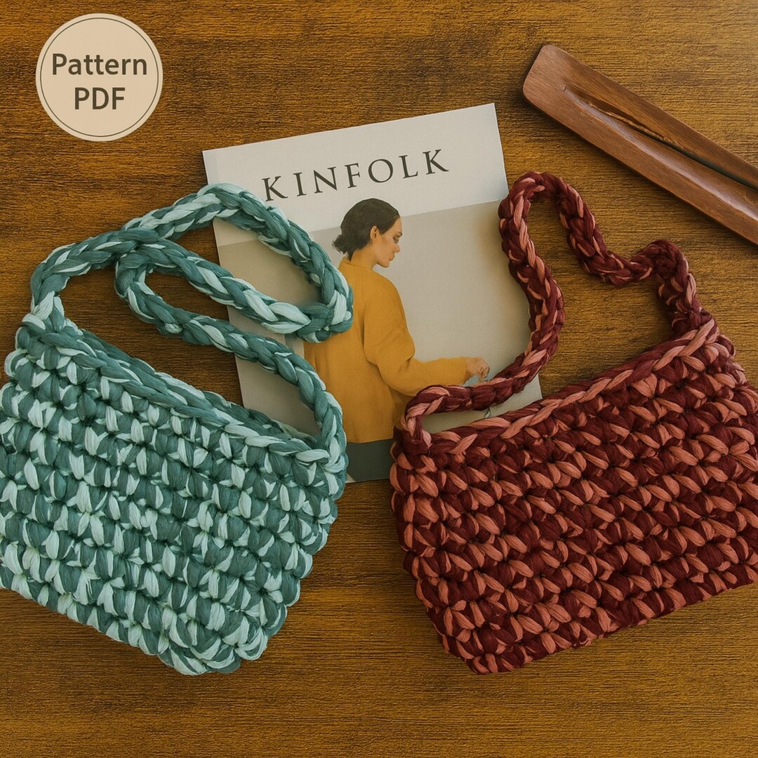Crochet Granny Square Bag Pattern PDF, Boho Tote Purse, T-shirt Yarn ...