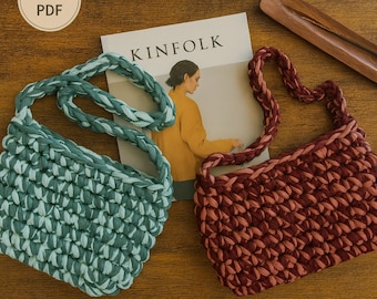 Oma Quadrat Tasche Häkelmuster PDF, Boho Tasche, T-Shirt Garn Sommertasche häkeln