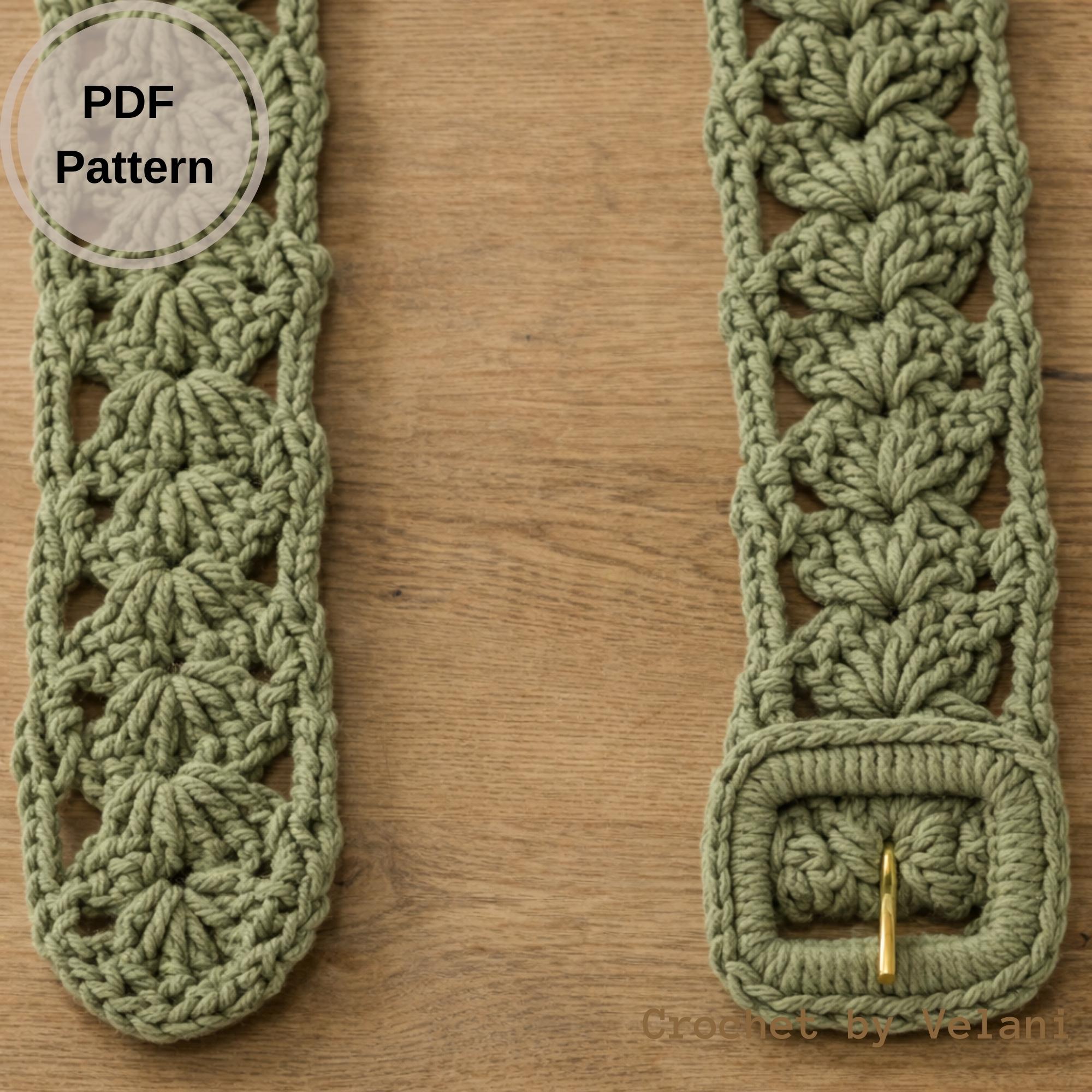 Crochet Belt Pattern PDF + Video Tutorial, Boho Buckle Waistband ...
