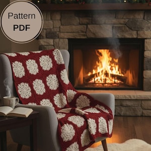 Snowflake Granny Square Blanket Crochet Pattern PDF - Christmas Gift & Holiday Decor - Video Tutorial Included