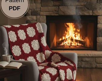 Snowflake Granny Square Blanket Crochet Pattern PDF -  Gift & Holiday Decor - Video Tutorial Included