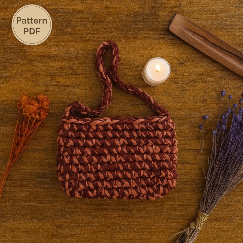 Crochet Granny Square Bag Pattern PDF, Boho Tote Purse, T-shirt Yarn ...