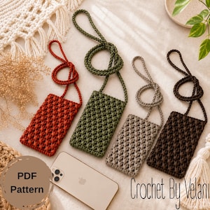 Crochet Phone Bag PDF Pattern, Raffia Crossbody Cell Phone Pouch Tutorial, Boho Mini Bag Crochet Pattern, Video Included, Instant Download