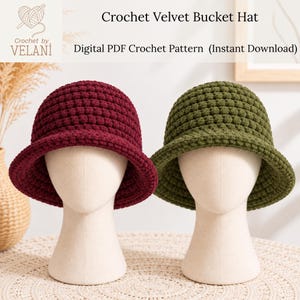 Crochet Bucket Hat Pattern PDF | Plush Velvet Bucket Hat Crochet Pattern | Chunky Hat Tutorial | Instant Download