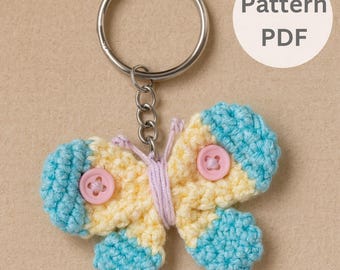 Crochet Butterfly Pattern: Easy DIY Keychain & Bag Charm (PDF Tutorial