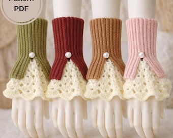 Lace Cuff Fingerless Gloves Crochet Pattern | Ribbed Wrist Warmers (PDF Pattern, Video Tutorial)