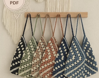 Patrón de bolso cuadrado de abuela en PDF: tutorial de bolso bohemio con descarga instantánea