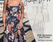 Dress Sewing Pattern for Women, Midi Dress Sewing Pattern, PDF Digital Pattern, Elegant Dress Sewing Pattern, Cocktail Dress Sewing Pattern