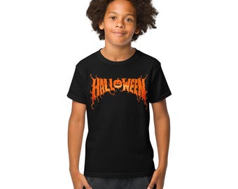 Creepy Halloween Vibes Youth T-Shirt: Spooky Gothic Pumpkin Tee