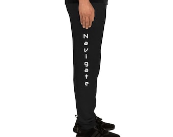 Navigate Joggers | Compass Activewear Sweatpants | Unisex Motivation Pants | Adventure Style | Inspirational Streetwear | Black Sweatpants