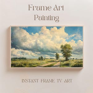 Countryside Frame TV Art Digital Download Cloudy Spring Landscape English Cottage Decor Rustic English Fields Screensaver Art Decor TVEC4