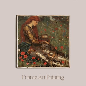 Medieval Knight Couple Samsung TV Art Frame Knights on Red Poppy Field Art Renaissance Household Art Gift Creative Journaling PAKC
