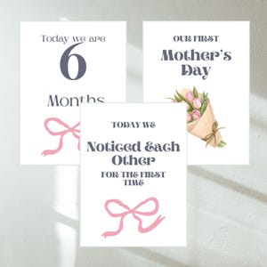 Lot de cartes jalons pour bébés, jumeaux ou multiples, premiers jours fériés + mensuel + jalons imprimables, nœuds, téléchargement numérique