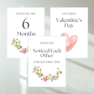 Lot de cartes jalons pour bébés, jumeaux ou multiples, premiers jours fériés + mensuel + jalons imprimables, fleurs, téléchargement numérique
