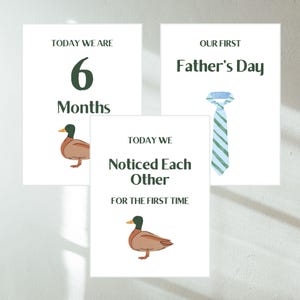 Lot de cartes jalons bébé jumeaux ou multiples, canard, premières vacances + mensuel + jalons imprimable, téléchargement numérique