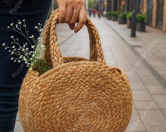 Bolso de playa de ganchillo elegante - Bolso de hombro extragrande de yute