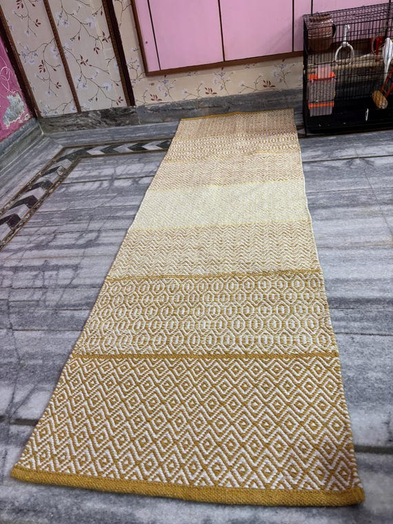 Handwoven Cotton Yoga Mat: Boho Meditation Rug, Non-Slip