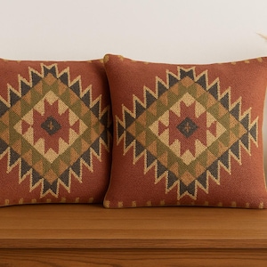 Handwoven Jute Kilim Pillow Cover Set: Bohemian Home Decor