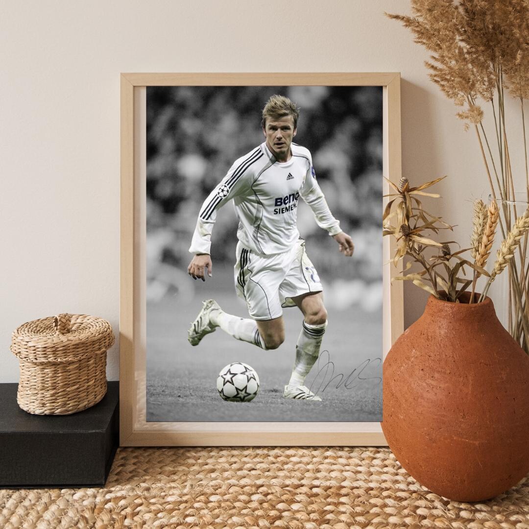 David Beckham Wall Art With Signature | Football Legend Soccer Poster ...