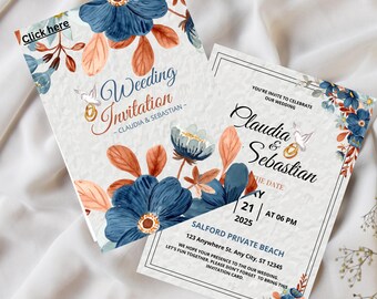 Elegant Wedding Invitation Card | Editable Template | Digital Download