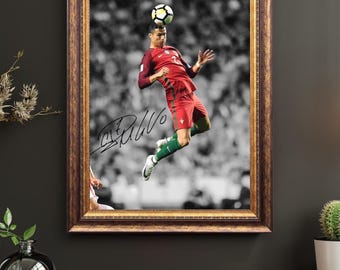 Cristiano Ronaldo muurposter met handtekening voetbalspeler decor sportfan cadeau kunst