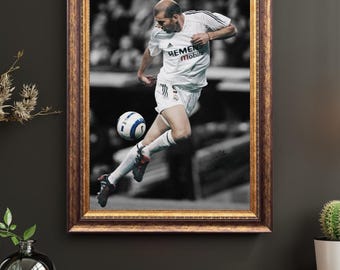 Zinedine Zidane Football Art | Vintage Soccer Poster (Digital Download)