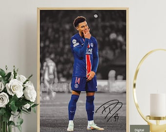 Desire Doueポスター、サイン入りサッカーポスター、デジタル