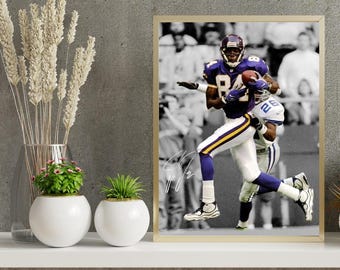 Justin Jefferson-poster in gesigneerde stijl | Vikings NFL-decor
