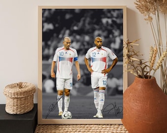 Thierry Henry & Zinedine Zidane Wall Art Poster Football Legends  Soccer Decor France Icons