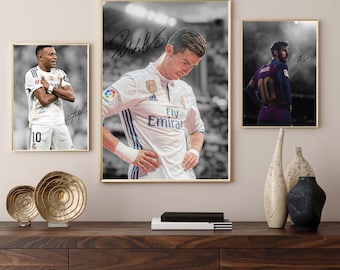 Messi, Ronaldo, Mbappé Football Legends Poster, Modern Soccer Wall Art (Digital Download)